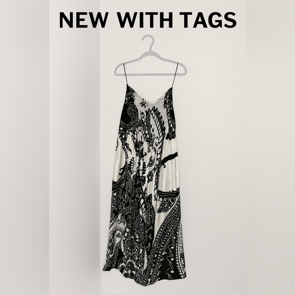 Cache Black and White Sleeveless Maxi Sundress 100% Silk - Picture 1 of 9